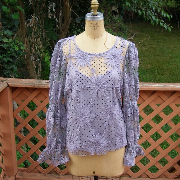 NWT sz XL 10-12 Polka Dot Floral blouse - Picture 5 of 13